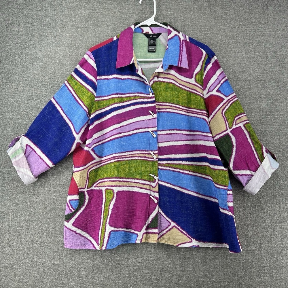 Ali Miles Tunic Top Women Size PXL Geometic Colorfully